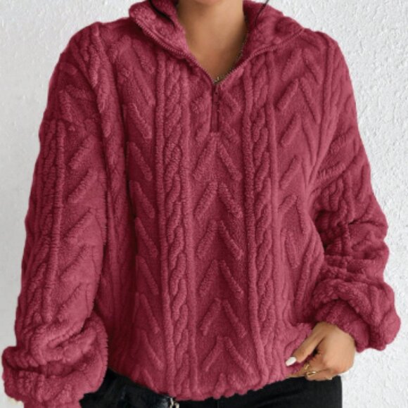 EUC SHEIN Frenchy Drop Shoulder Half Zip Sweatshirt Long Sleeve Tops Size M - Picture 1 of 12